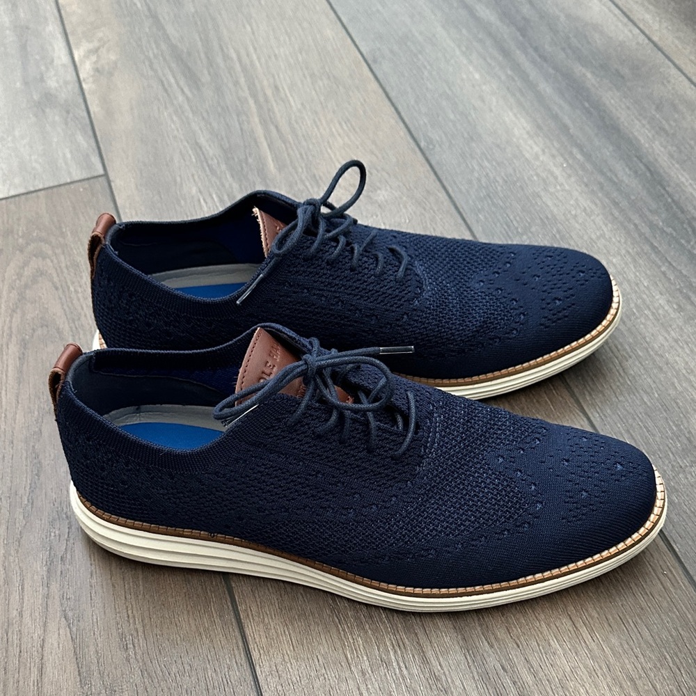 Cole Haan Dark Blue Knit Oxfords